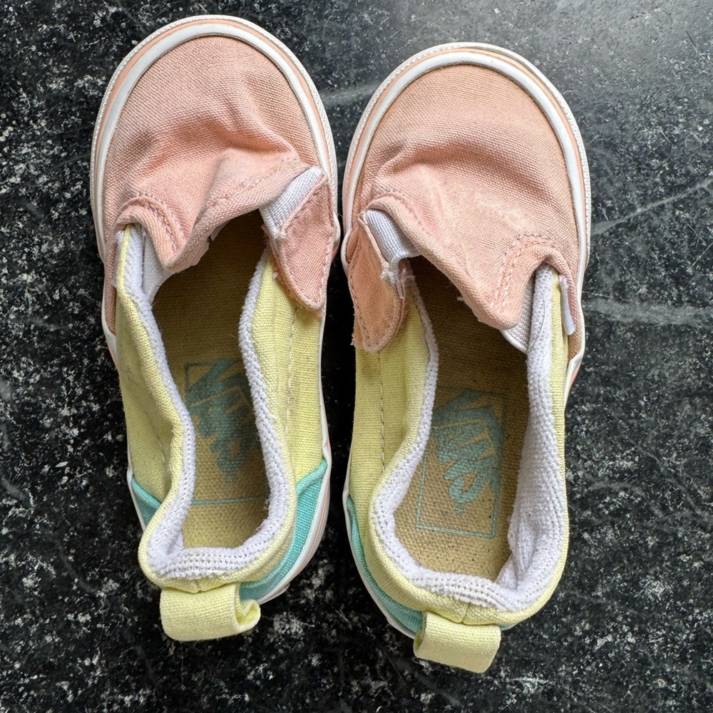 Vans Kids Slip-On Shoes - Pink and Yellow